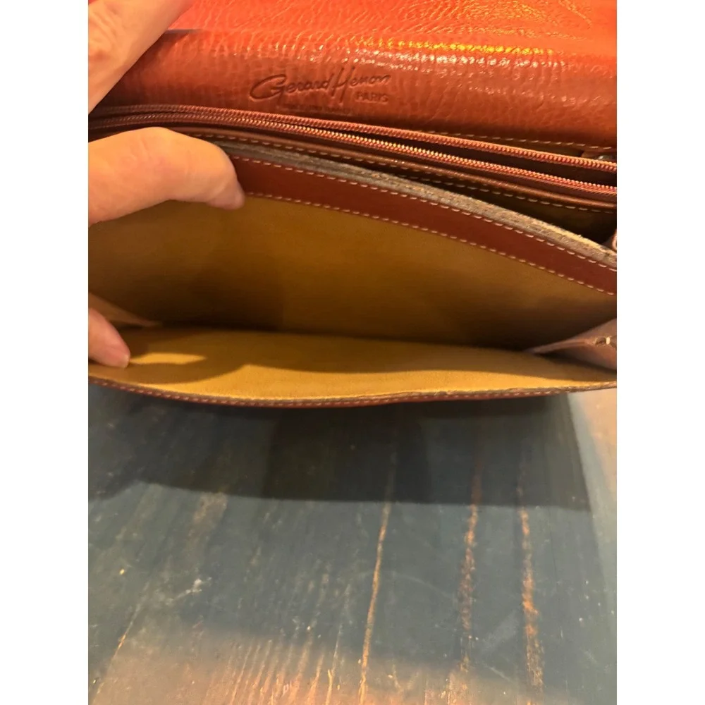 Gerard Henon Paris Brown Leather Briefcase Made in France Document Bag